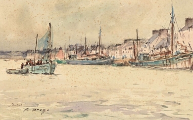 Pierre BRETTE (1905-1961) "Camaret" watercolor sbg (fading) 27x36.5