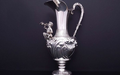 Pitcher, Water pitcher / Vase with a mythological figure (1) - .800 silver - Meloncelli Ferdinando - Italy - Mid 20th century