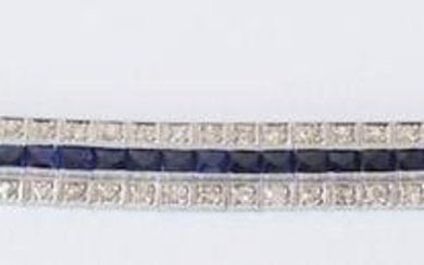 Platinum Sapphire & Diamond Tennis Bracelet