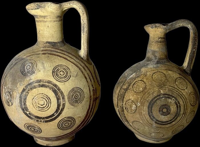 Polychrome Cypriot jug terracotta pot Terracotta Cyprus bronze pot terracotta age jug pitcher cyprus cyprus - 24×16 cm - (2)