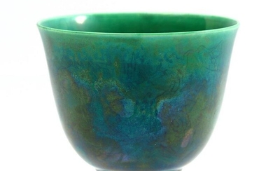Porcelain bowl with monochrome green decor