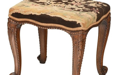 Provincial Louis XV Style Needlework Footstool