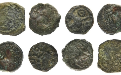 Quartet of Celtic AEs. Remi. Ca. 60/5-30/25 BC. AE Unit. Three jugate heads left/Victory in big...