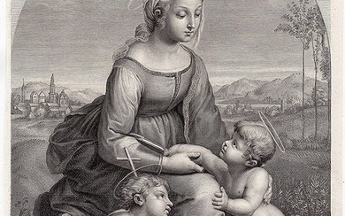 Raphael Madonna in the Garden Engraving 1700's