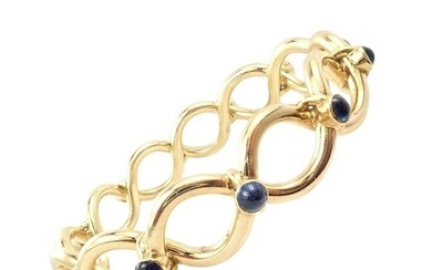 Rare! Authentic Tiffany & Co 18k Yellow Gold France Sapphire Bangle Bracelet