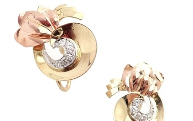 Rare Vintage Tiffany & Co 14k Yellow Rose Gold Diamond Screwback Earrings