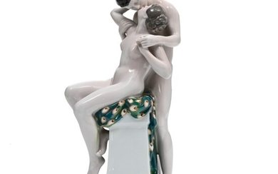 Richard AIGNER (1867 - 1934) & ROSENTHAL Printemps d'amour, 1910 sculpture en...