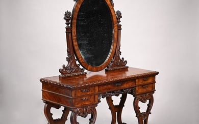 Rococo Revival Carved Rosewood Dressing Table