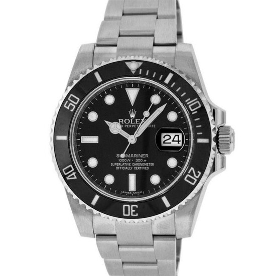 Rolex Mens Stainless Steel 40mm Submariner Watch with Black Dial