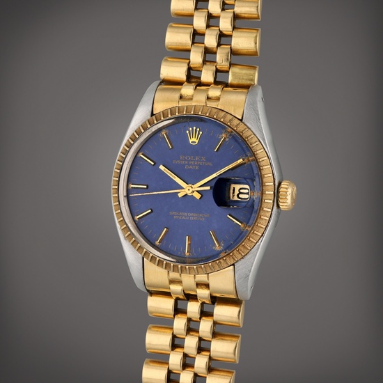Rolex Reference 1505 Oyster Perpetual Date | A yellow gold and stainless steel automatic wristwatch with date and bracelet, Circa 1978