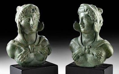 Roman Bronze Appliques - Busts of Hercules