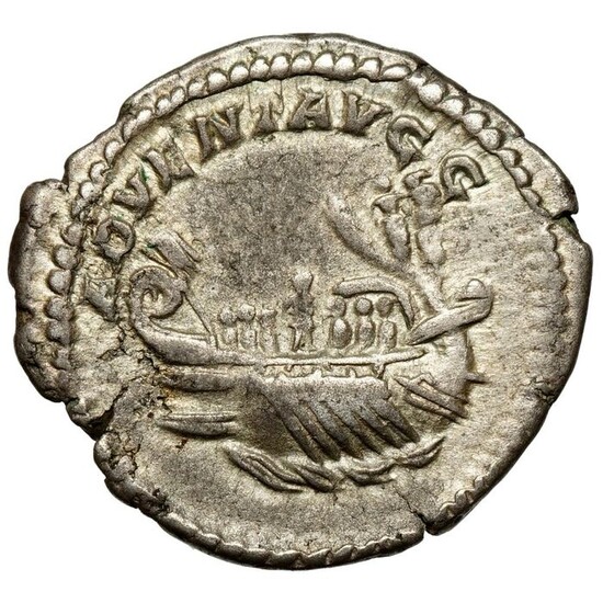 Roman Empire. Caracalla (AD 198-217). AR Denarius,Rome, GALLEY sailing with imperial family
