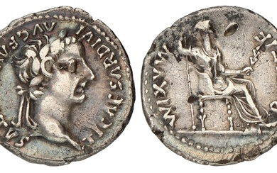Roman Empire. Tiberius. Denarius. ND (14 - 37 AD). VF.
