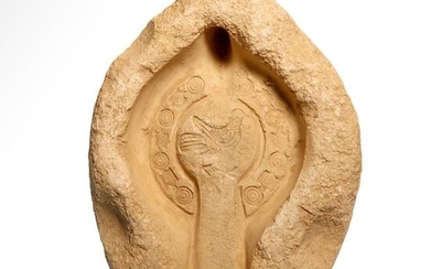 Roman Limestone Large Oil Lamp Mould with Bird