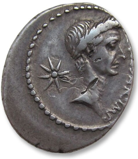 Roman Republic (Imperatorial). Julius Caesar. Silver Denarius,Jan - Febr. 44 B.C., moneyer P. Sulpicius Macer - great portrait of this famous dictator