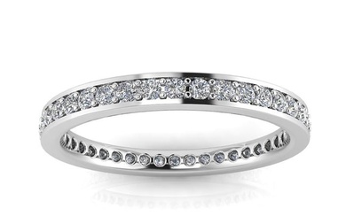 Round Brilliant Cut Diamond Channel Pave Set Eternity Ring In Platinum (0.66ct. Tw.) Ring Size 5