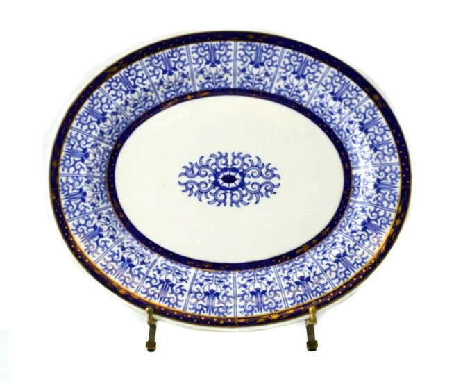 Royal Worcester Lily Serving Platter; Gilt Blue & White