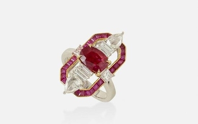 Ruby and diamond ring with certificate