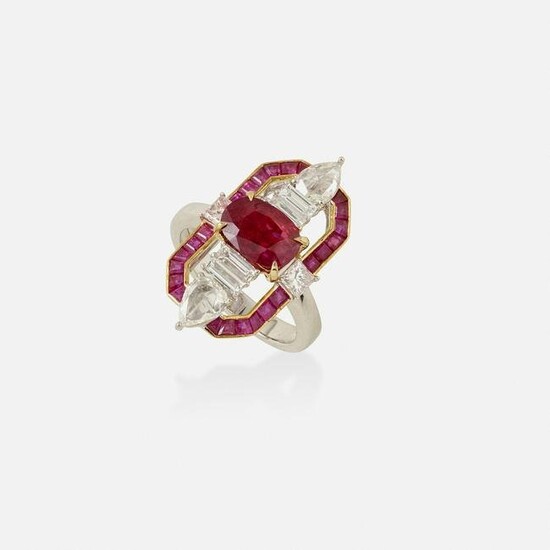 Ruby and diamond ring with certificate