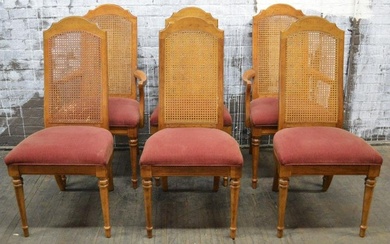 SET 6 DREXEL CANE BACK MID CENTURY DINING CHAIRS