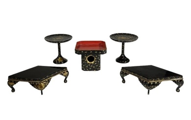 SET of JAPANESE GILT PAINTED LACQUER STANDS