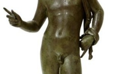 SPELTER SCULPTURE NARCISSUS, NOW LAMP
