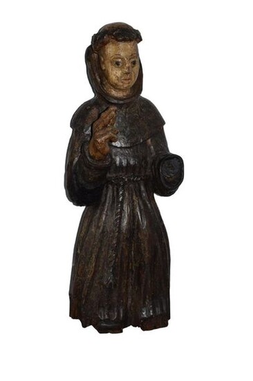 "Saint dominique" statuette bois polychrome - H: 60
