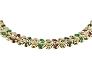 Sapphire Emerald Ruby Bracelet 37.8 grams 6.5" 14K