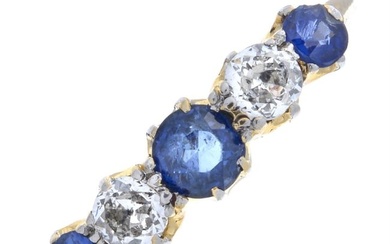 Sapphire & diamond five-stone ring