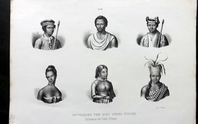 Schinz & Brodtmann C1840 Print. Bewohner von der Insel Timor 33 Indonesia