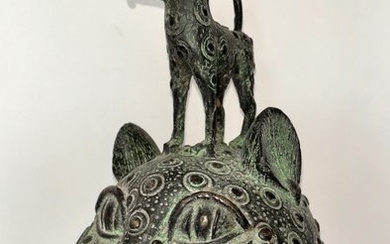 Sculpture, Grande Tête de Léopard - 39 cm - Patinated bronze