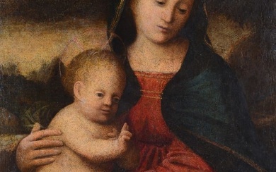 Scuola Toscana, XVI sec. - Madonna con Bambino e San Giovannino