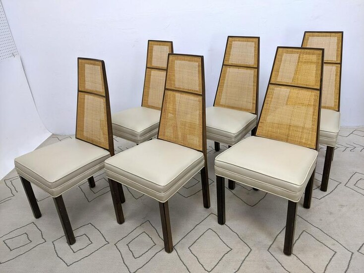 Set 6 HARVEY PROBBER Tall Back Dining Chairs. Cane Back