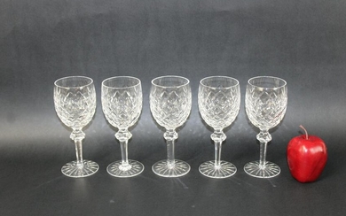 Set of 5 Waterford crystal wine goblets
