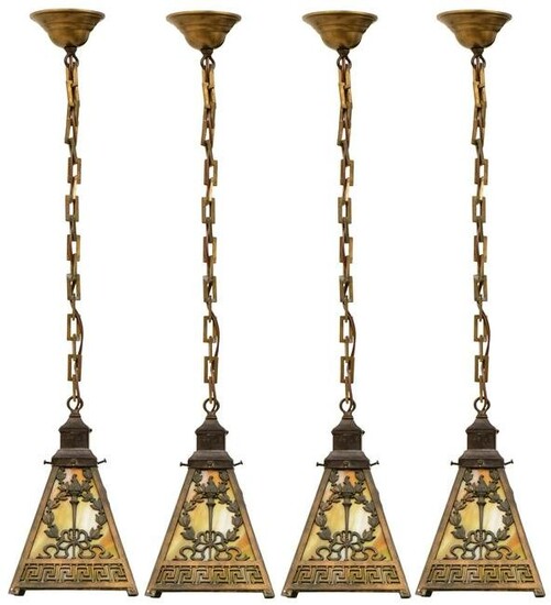 Set of Four Bradley & Hubbard Hanging Lights