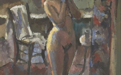Sherree Valentine Daines, British b.1956 - Standing nude; oil on board, signed with initials 'SEVD', 53.5 x 33.5 cm (ARR) Provenance: Bonhams, London, Modern British & Irish Art, 16th September 2014, lot 10; private collection, purchased from the...