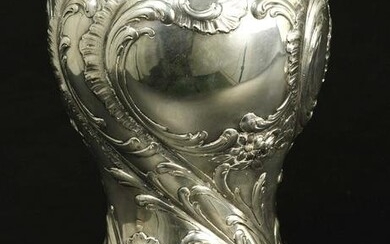 Silver .800 German art nouveau rococo vase, marked "G.BORMANN CHEMNITZ"