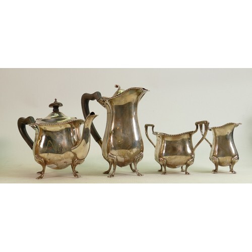 Silver four piece tea set: Hallmarked for Birmingham 1919, (...
