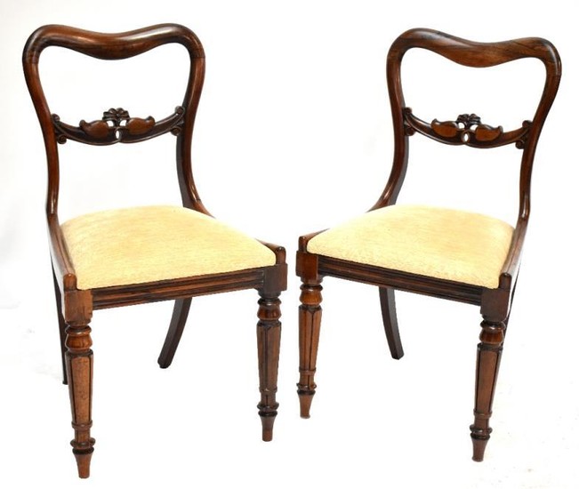 Six 19th century rosewood kidney balloon back dining chairs...