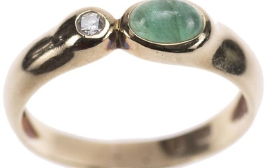 Smaragd Brillant Ring, 585 Gold, Brillant ca. 0,04ct, RW 57,...