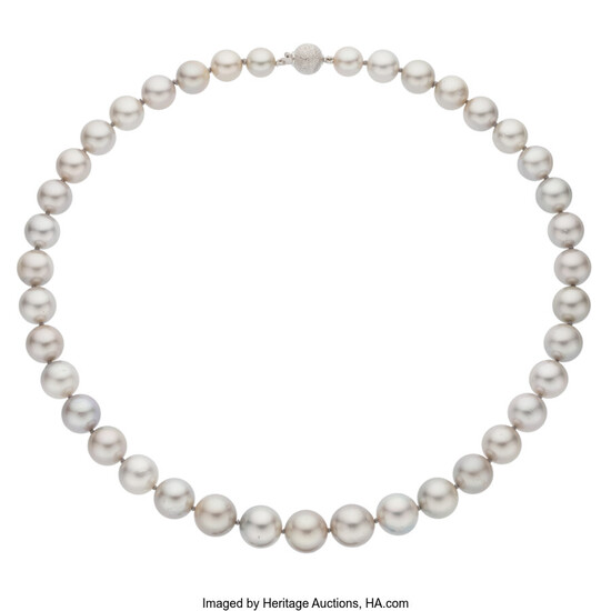 South Sea Cultured Pearl, White Gold Necklace Pearls: South...
