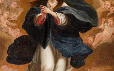 Spanish school; XVII century. "Immaculate Conception". Oil on copper. It has frame of the XVII...