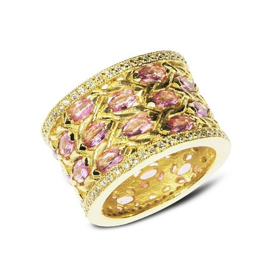 Stambolian Ambition Pink Sapphire and Diamond Band Ring
