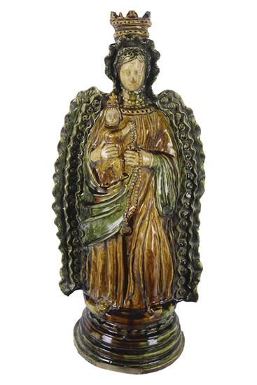 Statua della Madonna del Rosario, in maiolica policroma PERÙ,...