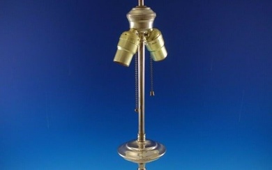 Sterling Silver Vintage Lamp with Stone Base c. 1930 28" Tall