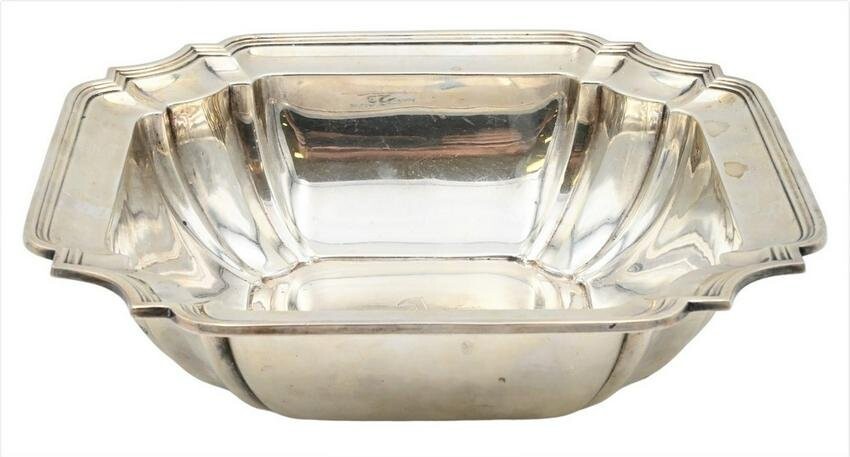 Sterling Silver Square Bowl, diameter 10 1/2 inches