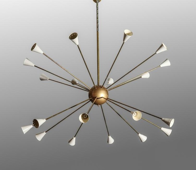 Stilnovo Attrib. Modern White Sputnik Chandelier