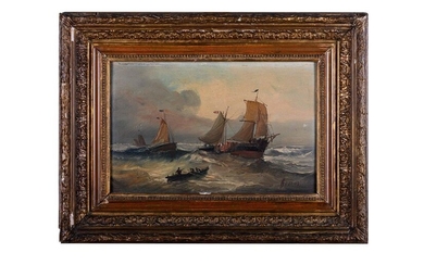 Stormy sea early 20th centuryoil painting on boardsigned, framed4 1 x 27 cm