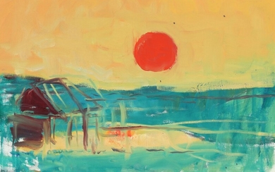 Sven Havsteen-Mikkelsen: Sunset. Signed SHM. Oil on canvas. 40×58 cm.