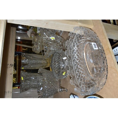 TEN PIECES OF CLEAR CUT GLASS, including a Waterford Crystal...
